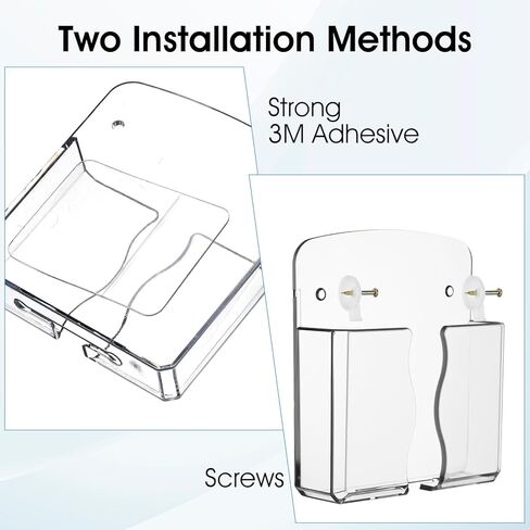 قطعتان من حامل الهاتف المثبت على الحائط - حامل هاتف شفاف ذاتي اللصق على الحائط مع فتحة شحن - متوافق مع الهاتف الذكي الخلوي المحمول للمنزل والمكتب والسيارة in Kuwait