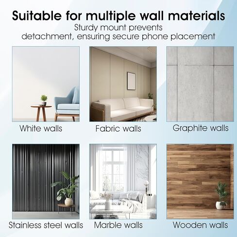 قطعتان من حامل الهاتف المثبت على الحائط - حامل هاتف شفاف ذاتي اللصق على الحائط مع فتحة شحن - متوافق مع الهاتف الذكي الخلوي المحمول للمنزل والمكتب والسيارة in Kuwait