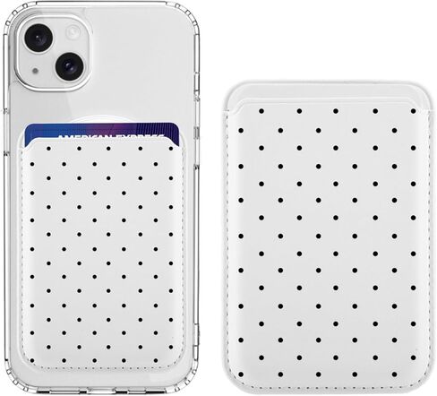 Magnetic Wallet Compatible with MagSafe for iPhone 17/16/15/14/13/12 Series, Cute Black Polka Dot White Leather for Magsafe Card Holder for Women Teen Girls in Saudi Arabia