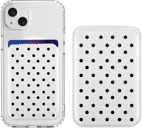 Magnetic Wallet Compatible with MagSafe for iPhone 17/16/15/14/13/12 Series, Cute Black Polka Dot White Leather for Magsafe Card Holder for Women Teen Girls in Saudi Arabia