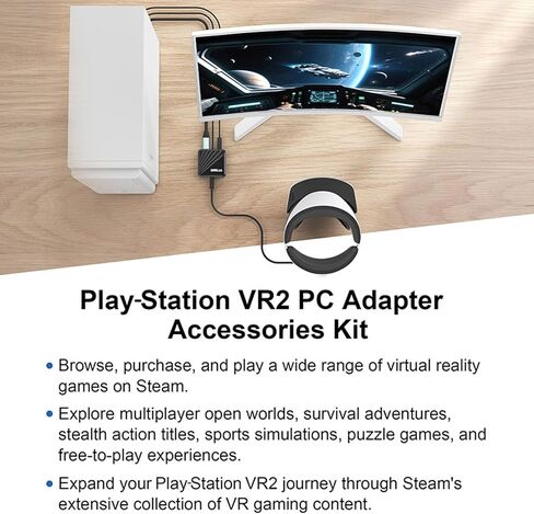 LICHIFIT Adapter + Bluetooth Receiver for PS VR2 to Windows Computer, PC Adapter Kit for PS5 VR2 Converter Connector with Type-C Power Cable and DisplayPort 1.4 HD Cable for PlayStation 5 VR2 in Saudi Arabia