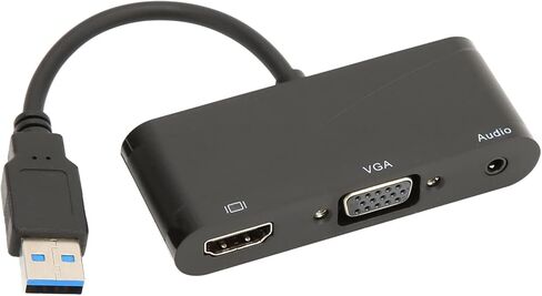 Qiilu عالي الأداء USB 3.0 إلى HD واجهة الوسائط المتعددة 2 في 1 أسود 1080P 60HZ 5Gbps USB 3.0 إلى VGA محول لاجتماعات الترفيه توافق عالي in Saudi Arabia