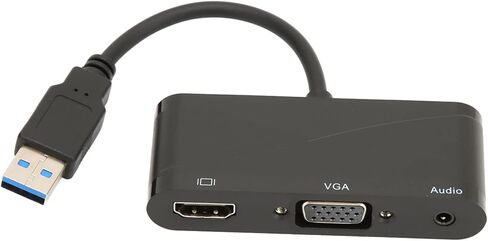 Qiilu عالي الأداء USB 3.0 إلى HD واجهة الوسائط المتعددة 2 في 1 أسود 1080P 60HZ 5Gbps USB 3.0 إلى VGA محول لاجتماعات الترفيه توافق عالي in Saudi Arabia