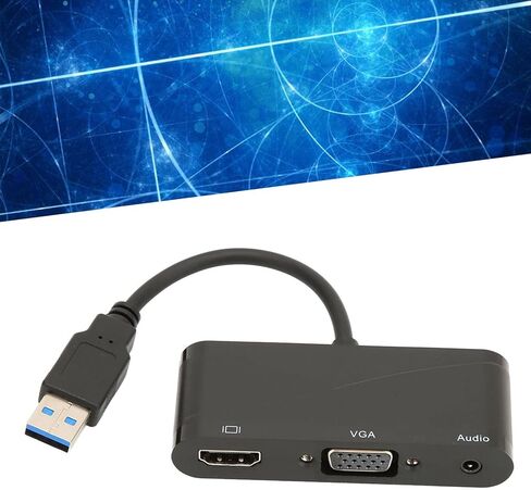 Qiilu عالي الأداء USB 3.0 إلى HD واجهة الوسائط المتعددة 2 في 1 أسود 1080P 60HZ 5Gbps USB 3.0 إلى VGA محول لاجتماعات الترفيه توافق عالي in Saudi Arabia