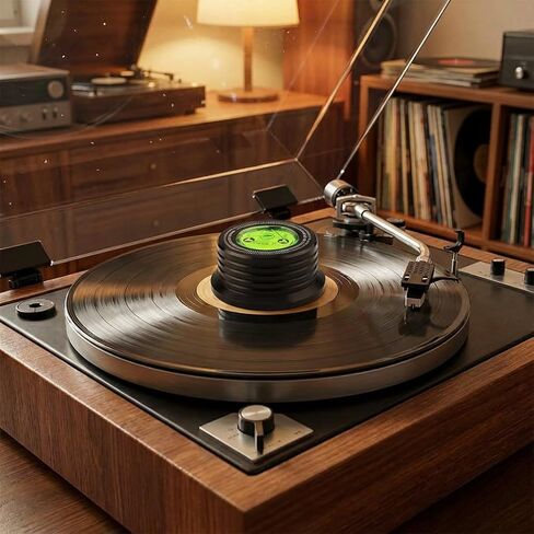 High Precision Aluminum Alloy Record Stabilizer, 50Hz LP Vinyl Turntable Weight Clamp with Bubble Level, Vibration Dampener for Enhanced Audio Clarity, Silver/Black in Saudi Arabia