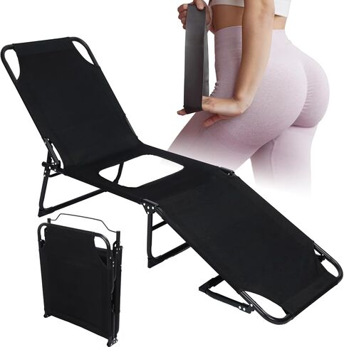 كرسي BBL قابل للتعديل مع فتحة، كرسي حديقة قابل للتعديل بـ 5 أوضاع لصالة BBL Chaise Lounge بعد الجراحة وسرير التعافي للفناء والحديقة بجانب حمام السباحة في الهواء الطلق والشاطئ (أسود) in Saudi Arabia