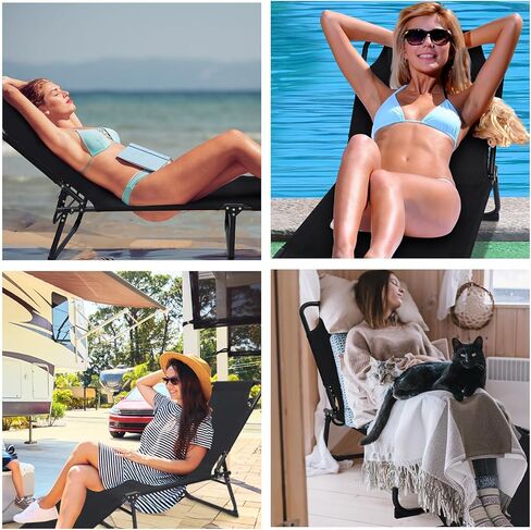 كرسي BBL قابل للتعديل مع فتحة، كرسي حديقة قابل للتعديل بـ 5 أوضاع لصالة BBL Chaise Lounge بعد الجراحة وسرير التعافي للفناء والحديقة بجانب حمام السباحة في الهواء الطلق والشاطئ (أسود) in Saudi Arabia