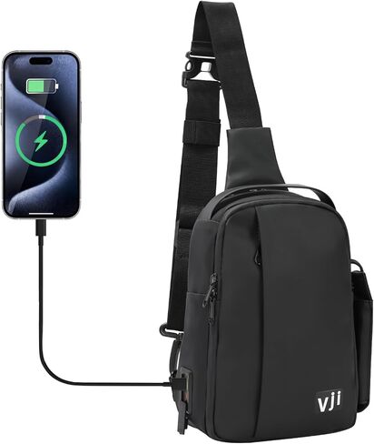 VJI Waterproof Sling Backpack, Adjustable Crossbody Sling Bag for Urban Travel Hiking, Essentials Casual Daypack Multipurpose for Women Men, Classic Black in Saudi Arabia
