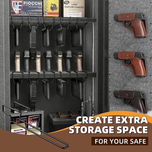 Pistol Magazine Rack - Heavy Duty Steel Double Stack Magazine Holder, Vinyl Coaintg Gun Shelf Magazine Holder fits Magazine with Base, Gun Safe Magazine Holder in Saudi Arabia