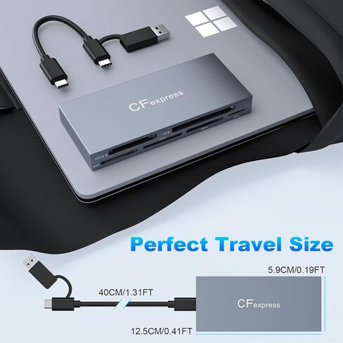 قارئ بطاقات CFexpress من النوع B، USB 3.2 (الجيل 2) محور قارئ CF Express متعدد بسرعة 10 جيجابت في الثانية لقارئ CFexpress Type B/CF/XD/MS/TF/SD، قارئ بطاقات ذاكرة CFexpress من الألومنيوم يقرأ 6 بطاقات و2USB في وقت واحد in Kuwait