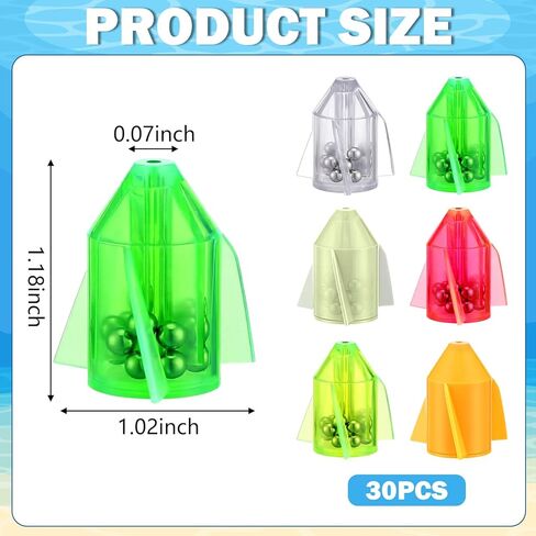 30 Pcs Catfish Rattles Bells, Lure Insert Tube Fishing Line Rattles Attractor Portable Plastic Fishing Beads Bells Tackle Accessories for Catfish Bass Pompano in Saudi Arabia
