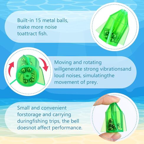 30 Pcs Catfish Rattles Bells, Lure Insert Tube Fishing Line Rattles Attractor Portable Plastic Fishing Beads Bells Tackle Accessories for Catfish Bass Pompano in Saudi Arabia