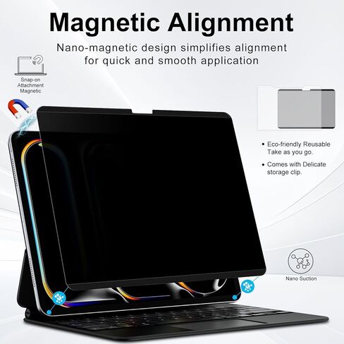 Magnetic 4 Way Privacy Screen for iPad Pro 11 inch M5 M4 (6th/5th Generation,2025/2024),Removable iPad Pro Anti Blue Light Glare Anti Fingerprint Screen Protector Privacy Filter in Saudi Arabia