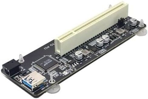 بطاقة محول PCIe 1x إلى 2X PCI باللون الأسود باستخدام وحدة التحكم ASM1083، معيار PCIe 1.0، تشغيل متزامن ثنائي PCI، نظام Win XP–11 in Kuwait