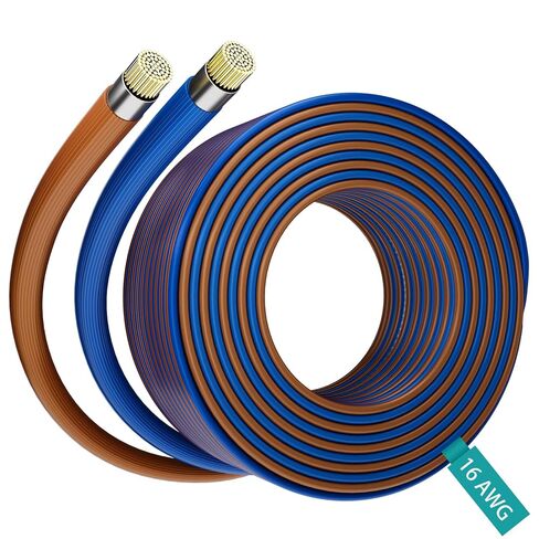 14/2 Gauge AWG Car Audio Speaker Wire Cable 50 Ft, Professional Shielded OFC Zipper Wire, Transparent Soft PVC for Automotive Stereo HiFi Home Theater System, Subwoofer, Blue+ Brown in Saudi Arabia