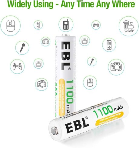 EBL Rechargeable AAA Batteries with Charger, 1.2V 1100mAh Triple A Batteries with 808 Charger for AA AAA Rechargeable Batteries in Saudi Arabia