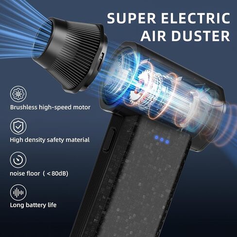 Cordless Compressed Air Duster, 150000RPM Super Power Electric Air Duster, 3-Gear Adjustable Mini Air Blower for Computer, Keyboard, Outdoor, House and Car Cleaning in Saudi Arabia