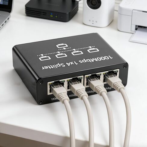 موزع إيثرنت جيجابت من EBTOOLS من 1 إلى 4، محول إيثرنت RJ45 عالي السرعة بسرعة 1000 ميجا بت في الثانية مع كابل طاقة USB، محور الشبكة ينطبق على كابل Cat5/5e/6/7/8 in Kuwait