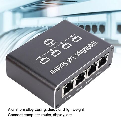 موزع إيثرنت جيجابت من EBTOOLS من 1 إلى 4، محول إيثرنت RJ45 عالي السرعة بسرعة 1000 ميجا بت في الثانية مع كابل طاقة USB، محور الشبكة ينطبق على كابل Cat5/5e/6/7/8 in Kuwait