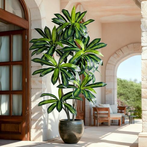Tall Fake Tree Artificial Trees Plant with White Planter Pot Indoor Outdoor Potted Silk Plants Large Faux Trees loor Floor for Home Living Room Office Outside Patio para decoracion Housewarming Gift in Saudi Arabia