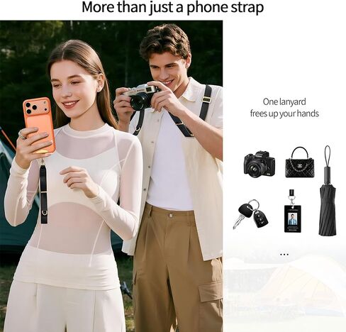 Phone Lanyard Crossbody/Neck/Wrist Strap with phone tether tab,3 in 1 adjustable anti theft phone strap,Premium Metal Buckles,skin-friendly,Universal lanyard for daily&outdoor(Black) in Saudi Arabia