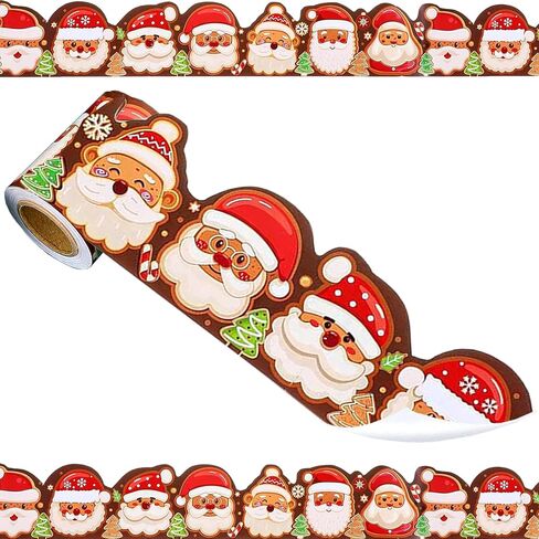 32ft Christmas Gingerbread Bulletin Board Borders, Xmas Die-Cut Bulletin Board Trims Self Adhesive Scalloped Borders Decorations Stickers for School Classroom Office Chalkboard in Saudi Arabia