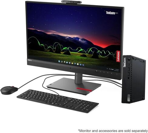 Lenovo ThinkCentre M70q Gen 5 MFF Tiny Business Desktop 1L كمبيوتر شخصي صغير، ذاكرة الوصول العشوائي DDR5 سعة 32 جيجابايت، 1 تيرابايت PCIe SSD، الجيل الرابع عشر Intel 10-Core i5-14400T، WiFi 6، RJ45، Type-C، HDMI، DisplayPort، Windows 11 Pro in Kuwait