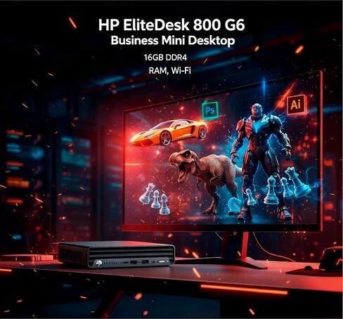 كمبيوتر HP EliteDesk 800 G6 Business Mini Desktop، Intel i5-10500، 3.10 جيجا هرتز، 6 نوى، Windows 11 Pro، 512 جيجا SSD، 16 جيجا DDR4 RAM، Intel Graphics 630، Wi-Fi، دعم 4K، ماوس، لوحة مفاتيح، منفذ عرض (متجدد) in Kuwait