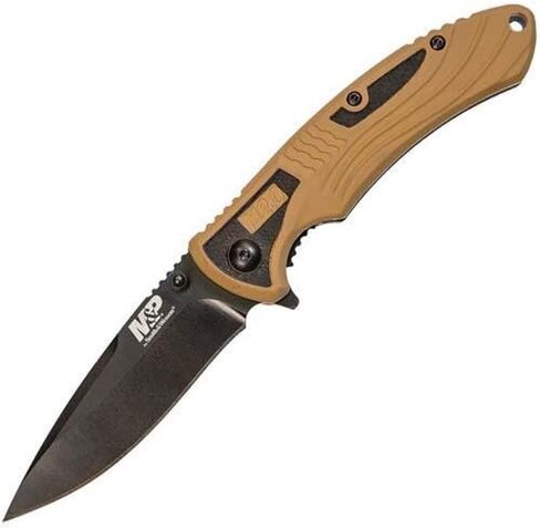سكين Smith & Wesson M&P M2.0 6.89in S.S قابل للطي فائق الانزلاق مع شفرة نقطة إسقاط 2.75 بوصة ومقبض من الألومنيوم للاستخدام في الهواء الطلق والتكتيكي والبقاء وEDC in Kuwait