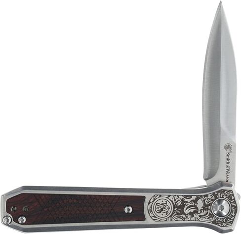 Smith & Wesson Unwavered Folding Dagger with 3.5" 8Cr Steel Blade, Rosewood Handle, for Tactical, Outdoors, and EDC in Kuwait