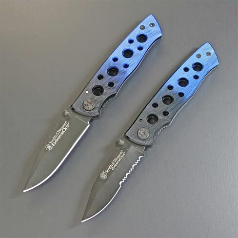 Smith & Wesson Extreme Ops CK111S 7.3in S.S. Folding Knife with 3.1in Serrated Clip Point Blade and Aluminum Handle for Outdoor, Tactical, Survival and EDC in Kuwait