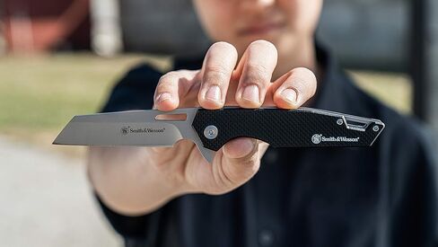 Smith & Wesson Sideburn 7.25in High Carbon S.S. Ultra Glide Folding Knife with 3in Wharncliffe Blade and G10 Handle for Outdoor, Tactical, Survival and EDC, Black in Kuwait