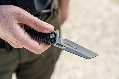 Smith & Wesson Sideburn 7.25in High Carbon S.S. Ultra Glide Folding Knife with 3in Wharncliffe Blade and G10 Handle for Outdoor, Tactical, Survival and EDC, Black in Kuwait