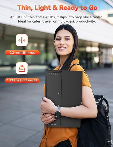 شاشة HotYeah المحمولة، شاشة كمبيوتر محمول 15.6 بوصة 1080 بكسل FHD USB-C HDMI شاشة كمبيوتر خارجية HDR FreeSync IPS مع مسند ومكبر صوت، شاشة ثانية لأجهزة الكمبيوتر المحمول PC Mac Phone Tablet Switch PS5 Xbox in Kuwait