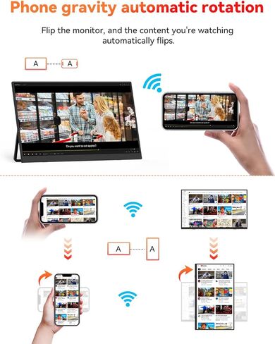 شاشة محمولة لاسلكية مقاس 16 بوصة 2.5K تعمل بالبطارية، تدعم AirPlay Miracast، شاشة خارجية 2560×1600P IPS USB-C HDMI، شاشة ثانية لأجهزة الكمبيوتر المحمول MacBook PC والكمبيوتر اللوحي، مع بطارية مدمجة (4 - 5 ساعات) in Kuwait