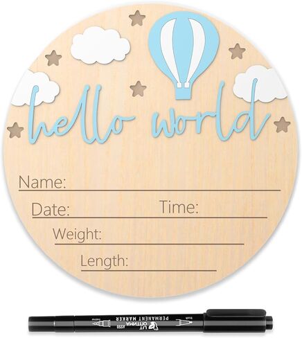 Baby Announcement Sign, 5.9 Inch Hello World Newborn Sign for Hospital, Newborn Photography Props for Nursery, Moon and Cloud Decoration Welcome Sign for Baby Shower (Moon) in Saudi Arabia