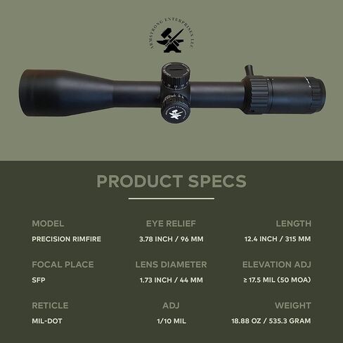 Armstrong Precision Rimfire: 4-16X44 Scope for .22LR. Side Focus for Appleseed Target Plinking Hunting and Competition Shooting Sports. in Saudi Arabia