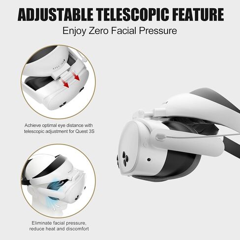 حزام رأس بطارية قلاب APEXINNO F1 لجهاز Meta Quest 3S، حزام هالة VR قابل لإعادة الشحن بقدرة 6600 مللي أمبير في الساعة، غطاء وسادة وجه من السيليكون متوافق مع ملحقات Meta Quest 3S، غطاء وسادة للوجه وغطاء أنف مضاد للتسرب in Kuwait