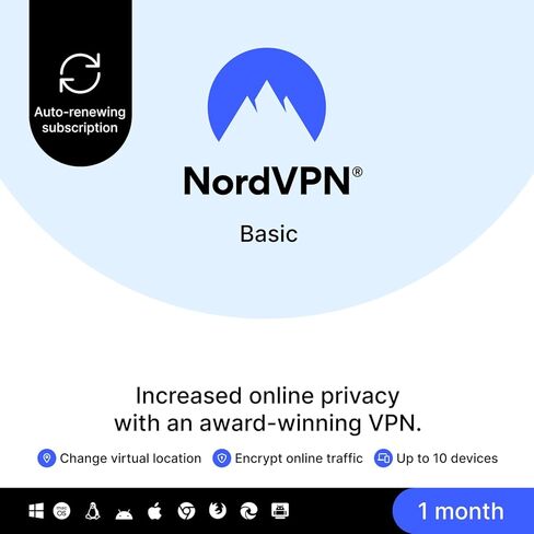 NordVPN قياسي، 10 أجهزة، سنة واحدة، VPN والأمن السيبراني، الرمز الرقمي in Saudi Arabia