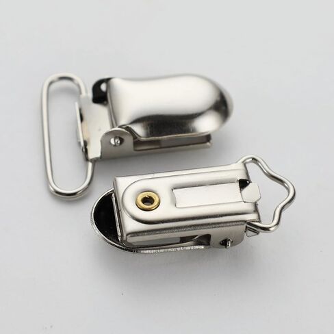 12 PCS Suspender Clip Metal Pacifier Holder Clips | for Pacifier Baby Girl Bibs Garter DIY Making Supplies, Silver, 1" & 1/2" in Saudi Arabia