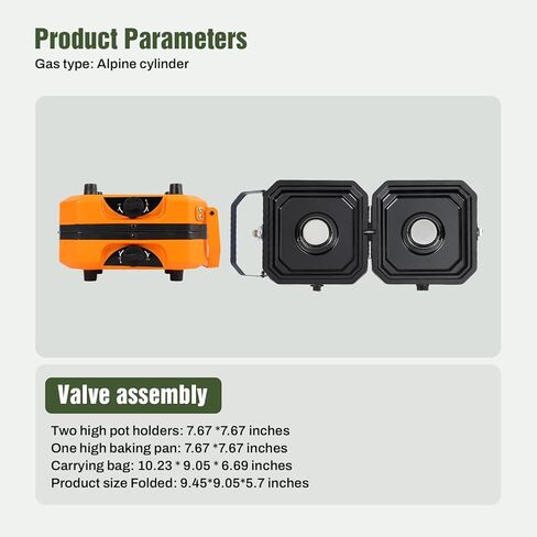 2 Burner Camping Stove with Carrying Bag, 16000 BTU Portable Propane Stove for Camping, Foldable camping stove with two side shelves and adjustable burners for outdoor barbecues and picnics, Orange in Saudi Arabia
