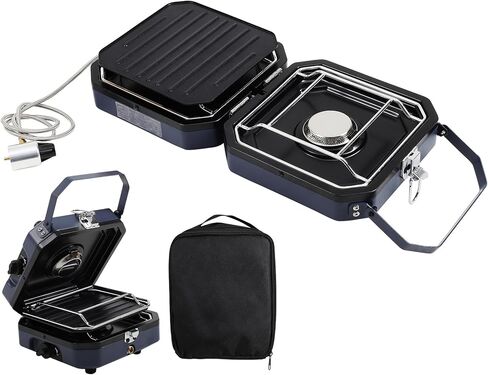 2 Burner Camping Stove with Carrying Bag, 16000 BTU Portable Propane Stove for Camping, Foldable camping stove with two side shelves and adjustable burners for outdoor barbecues and picnics, Orange in Saudi Arabia