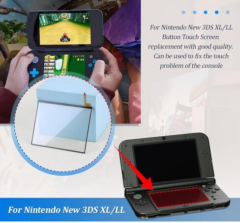 شاشة تعمل باللمس لنينتندو نيو 3DS XL/LL عدسة لوحة اللمس السفلية محول رقمي زجاجي أمامي لنينتندو نيو 3DS XL/LL قطع بديلة مع عدة (لا تشمل LCD) in Kuwait