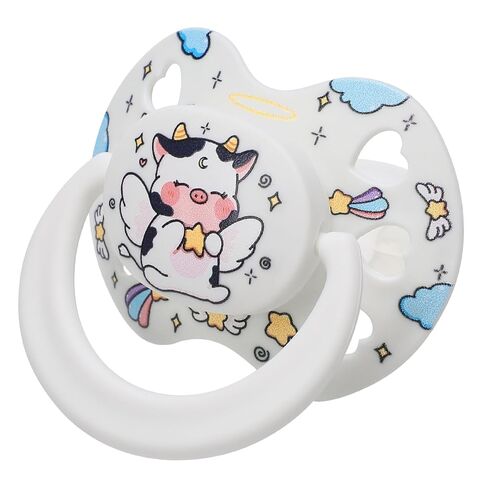 لهاية لطيفة بحجم البالغين للقلق: بقرة ملاك ناعمة من السيليكون على شكل قلب لتخفيف التوتر والتوحد - Bigshield Binky هدية للنوم مع حقيبة بيضاء in Kuwait