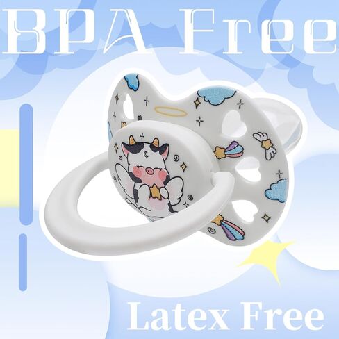 لهاية لطيفة بحجم البالغين للقلق: بقرة ملاك ناعمة من السيليكون على شكل قلب لتخفيف التوتر والتوحد - Bigshield Binky هدية للنوم مع حقيبة بيضاء in Kuwait