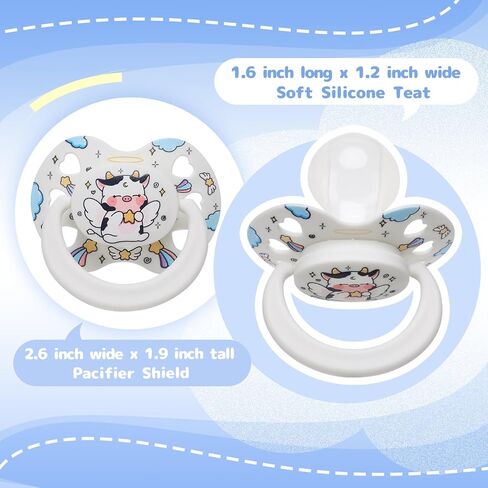 لهاية لطيفة بحجم البالغين للقلق: بقرة ملاك ناعمة من السيليكون على شكل قلب لتخفيف التوتر والتوحد - Bigshield Binky هدية للنوم مع حقيبة بيضاء in Kuwait