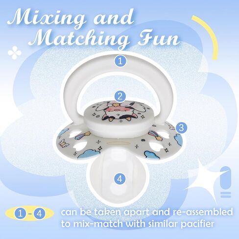 لهاية لطيفة بحجم البالغين للقلق: بقرة ملاك ناعمة من السيليكون على شكل قلب لتخفيف التوتر والتوحد - Bigshield Binky هدية للنوم مع حقيبة بيضاء in Kuwait