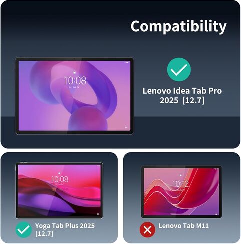2-Pack Screen Protector for Lenovo Idea Tab Pro 2025/Yoga Tab Plus 2025/Tab P12 2023 [12.7 inch], Tempered Glass Film, Impact-Protection, HD, Anti-Shatter, Anti-Scratch, 9H Hardness, Case Friendly in Saudi Arabia