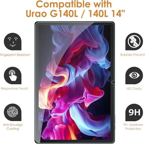 واقي شاشة مكون من عبوتين متوافق مع URAO G140L / 140L 14 بوصة Android 15 Tablet، زجاج مقسى [وضوح HD] [9 صلابة] [مضاد للخدش] [سهل التركيب] [12.46 بوصة × 8.11 بوصة، 316.5 مم × 206 مم] in Saudi Arabia