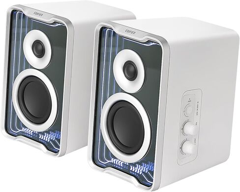 Edifier QR30 2.0 مكبر صوت نشط لسطح المكتب، سماعات كمبيوتر مدمجة بلوتوث V5.4، مكبر صوت لاسلكي على رف الكتب، 30 وات (RMS)، مدخل سلكي AUX وUSB-A 3.5 مم، تأثيرات ضوئية ديناميكية (متجددة) in Saudi Arabia